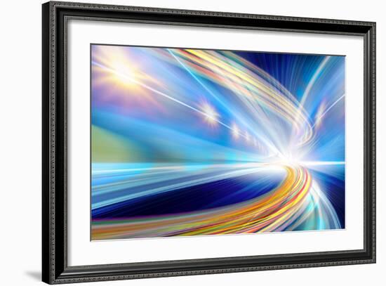 Abstract Speed Motion In Urban Highway Road Tunnel-Fotomak-Framed Art Print