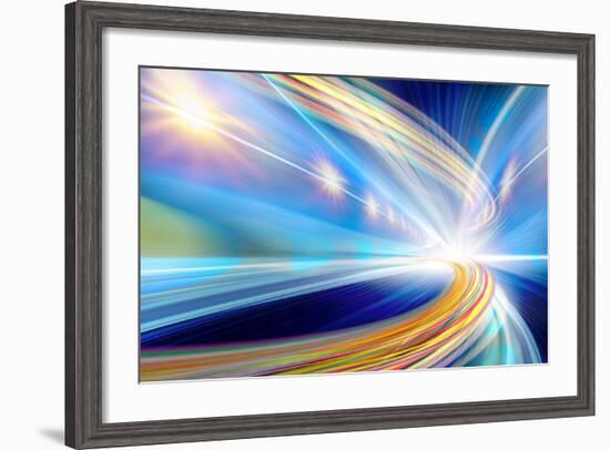 Abstract Speed Motion In Urban Highway Road Tunnel-Fotomak-Framed Art Print
