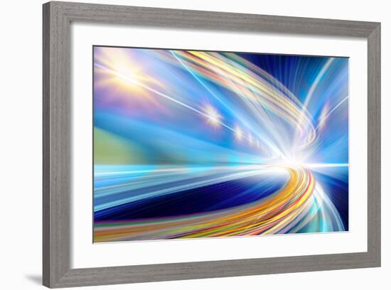Abstract Speed Motion In Urban Highway Road Tunnel-Fotomak-Framed Art Print