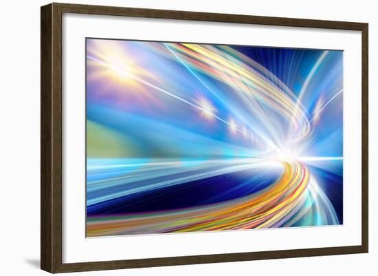 Abstract Speed Motion In Urban Highway Road Tunnel-Fotomak-Framed Art Print