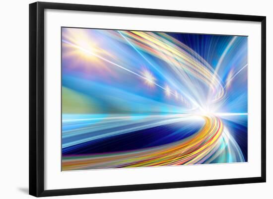 Abstract Speed Motion In Urban Highway Road Tunnel-Fotomak-Framed Art Print