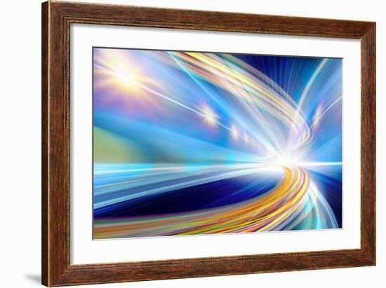 Abstract Speed Motion In Urban Highway Road Tunnel-Fotomak-Framed Art Print