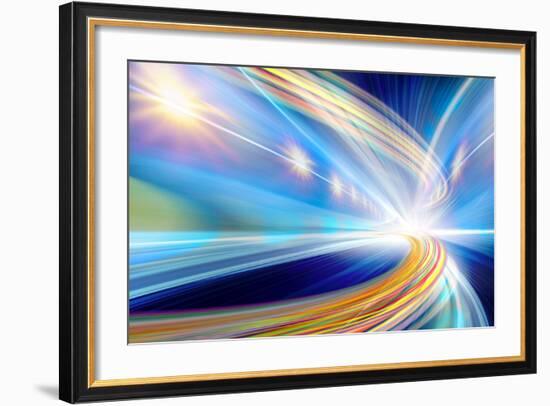 Abstract Speed Motion In Urban Highway Road Tunnel-Fotomak-Framed Art Print