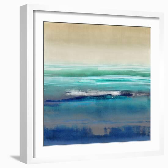 Abstract Stains Blue Horizon-David Moore-Framed Art Print