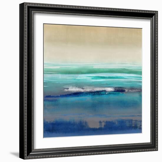 Abstract Stains Blue Horizon-David Moore-Framed Art Print