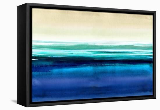 Abstract Stains Blue-David Moore-Framed Stretched Canvas