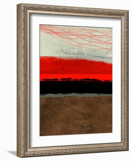 Abstract Stripe Theme Brown-NaxArt-Framed Art Print