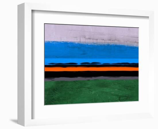 Abstract Stripe Theme Orange and Blue-NaxArt-Framed Art Print