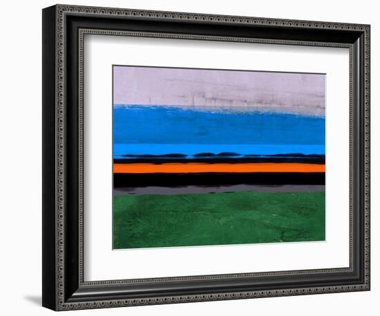 Abstract Stripe Theme Orange and Blue-NaxArt-Framed Art Print