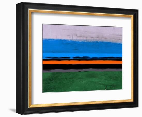 Abstract Stripe Theme Orange and Blue-NaxArt-Framed Art Print