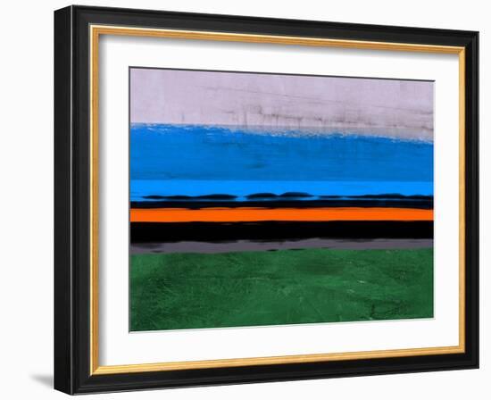 Abstract Stripe Theme Orange and Blue-NaxArt-Framed Art Print