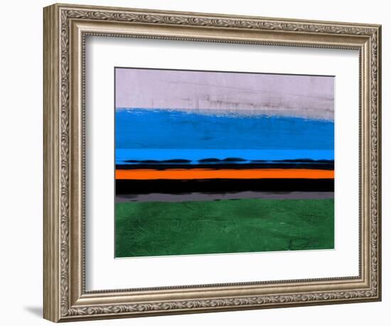 Abstract Stripe Theme Orange and Blue-NaxArt-Framed Art Print