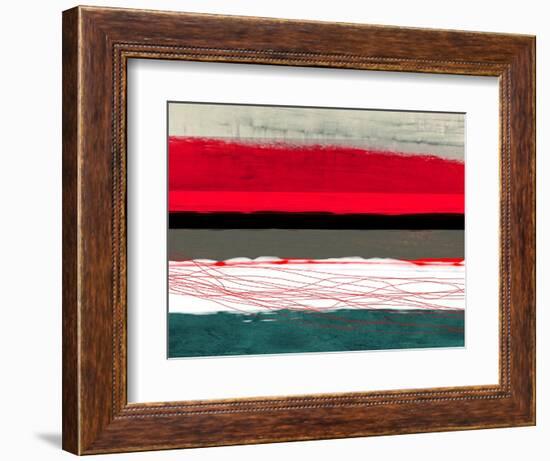 Abstract Stripe Theme Red Grey and White-NaxArt-Framed Art Print