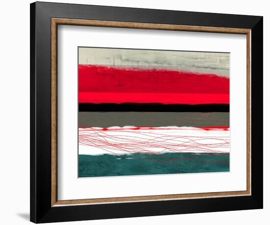 Abstract Stripe Theme Red Grey and White-NaxArt-Framed Art Print