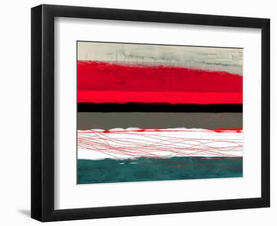 Abstract Stripe Theme Red Grey and White-NaxArt-Framed Art Print