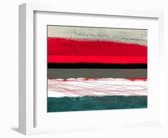 Abstract Stripe Theme Red Grey and White-NaxArt-Framed Art Print