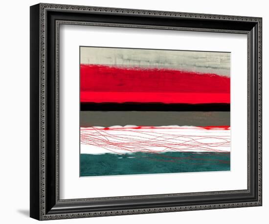 Abstract Stripe Theme Red Grey and White-NaxArt-Framed Art Print