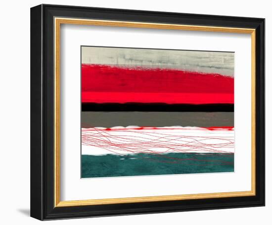 Abstract Stripe Theme Red Grey and White-NaxArt-Framed Art Print