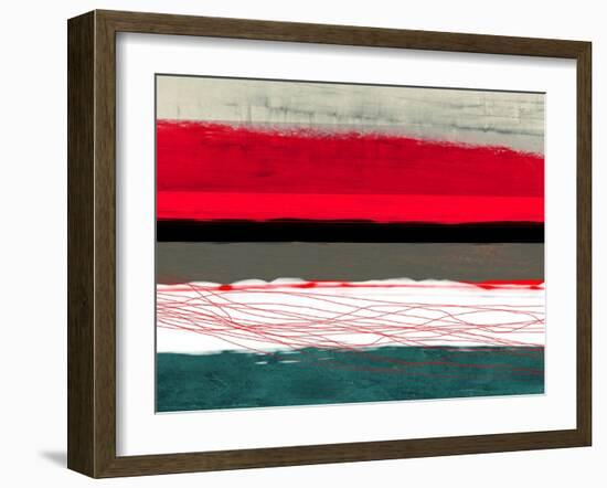 Abstract Stripe Theme Red Grey and White-NaxArt-Framed Art Print