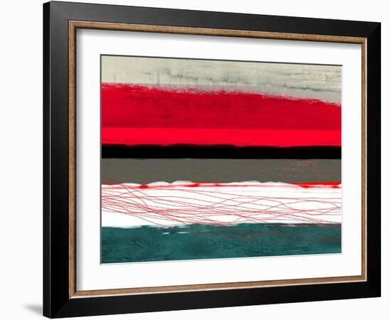 Abstract Stripe Theme Red Grey and White-NaxArt-Framed Art Print