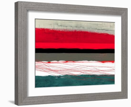 Abstract Stripe Theme Red Grey and White-NaxArt-Framed Art Print