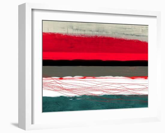 Abstract Stripe Theme Red Grey and White-NaxArt-Framed Art Print