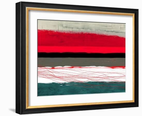 Abstract Stripe Theme Red Grey and White-NaxArt-Framed Art Print