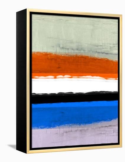 Abstract Stripe Theme White and Black-NaxArt-Framed Stretched Canvas