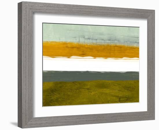 Abstract Stripe Theme Yellow and White-NaxArt-Framed Art Print