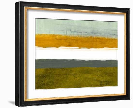 Abstract Stripe Theme Yellow and White-NaxArt-Framed Art Print