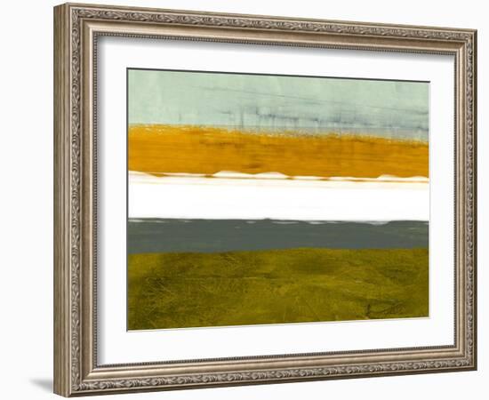 Abstract Stripe Theme Yellow and White-NaxArt-Framed Art Print