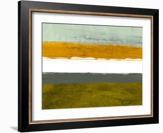 Abstract Stripe Theme Yellow and White-NaxArt-Framed Art Print