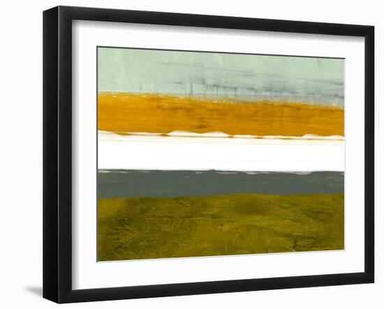 Abstract Stripe Theme Yellow and White-NaxArt-Framed Art Print