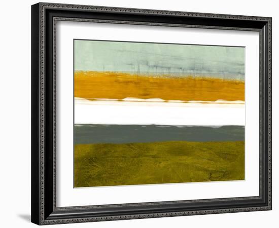 Abstract Stripe Theme Yellow and White-NaxArt-Framed Art Print