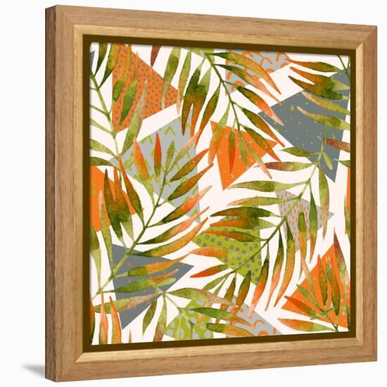 Abstract Summer Background - Triangles with Palm Tree Leaves-tanycya-Framed Stretched Canvas