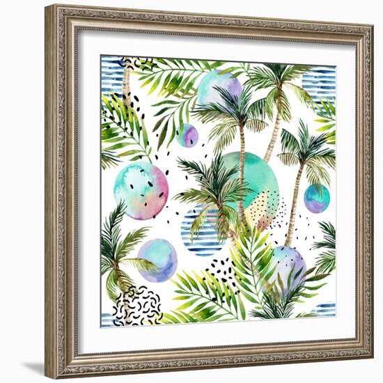 Abstract Summer Watercolor-tanycya-Framed Art Print