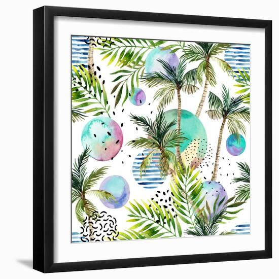 Abstract Summer Watercolor-tanycya-Framed Art Print