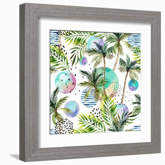 Abstract Summer Watercolor-tanycya-Framed Art Print