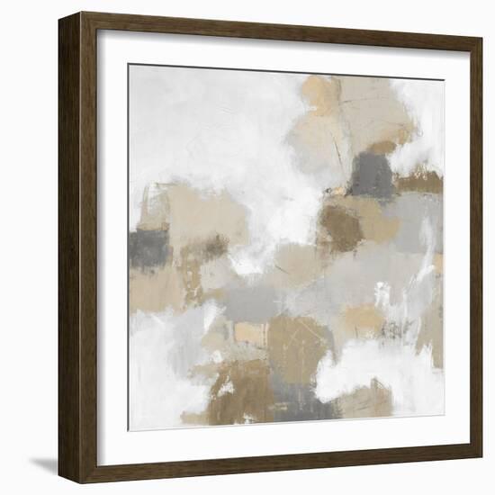 Abstract Tan And White 2, 2023-David Moore-Framed Art Print