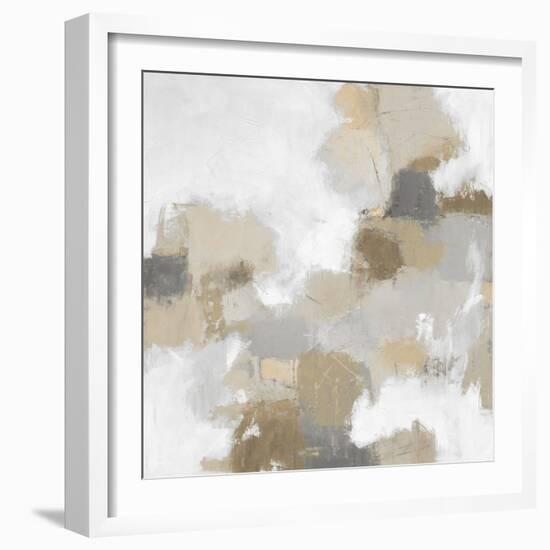 Abstract Tan And White 2, 2023-David Moore-Framed Art Print