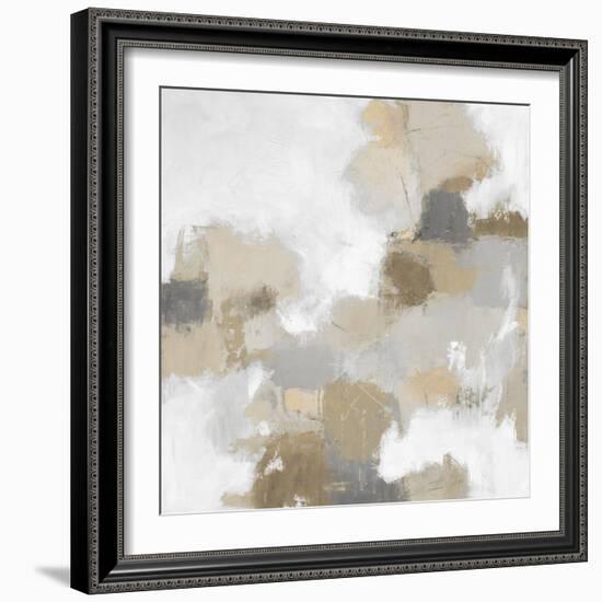 Abstract Tan And White 2, 2023-David Moore-Framed Art Print