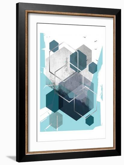 Abstract Teal 1-Urban Epiphany-Framed Art Print