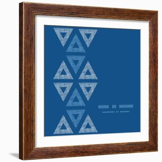 Abstract Textile Blue Triangles Ikat Vertical Seamless Pattern Background-Oksancia-Framed Art Print