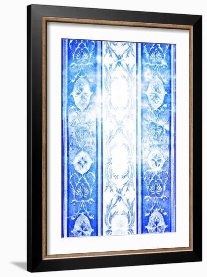 Abstract Textured Background: Blue Floral Patterns on White Backdrop. for Art Texture, Grunge Desig-iulias-Framed Art Print