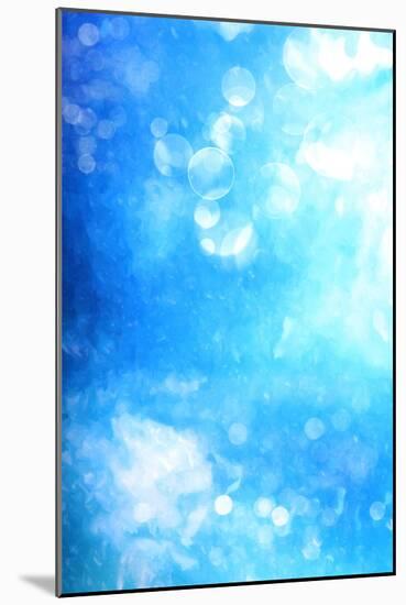 Abstract Textured Background: White Patterns on Blue Sky-Like Backdrop-iulias-Mounted Art Print