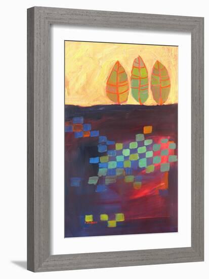 Abstract Trees And Checkered Fields-Patty Baker-Framed Art Print