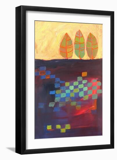 Abstract Trees And Checkered Fields-Patty Baker-Framed Art Print