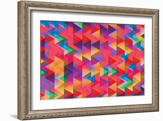 Abstract Triangle Geometric Patterns Contains Gradients and Transparent Multiply-barney boogles-Framed Art Print