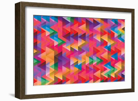 Abstract Triangle Geometric Patterns Contains Gradients and Transparent Multiply-barney boogles-Framed Art Print