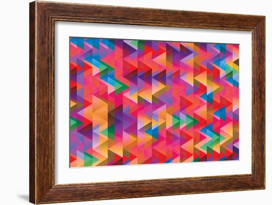 Abstract Triangle Geometric Patterns Contains Gradients and Transparent Multiply-barney boogles-Framed Art Print